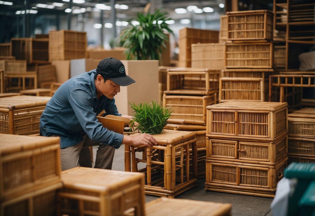 A person carefully selects and buys bamboo furniture, then cleans and maintains it with gentle care