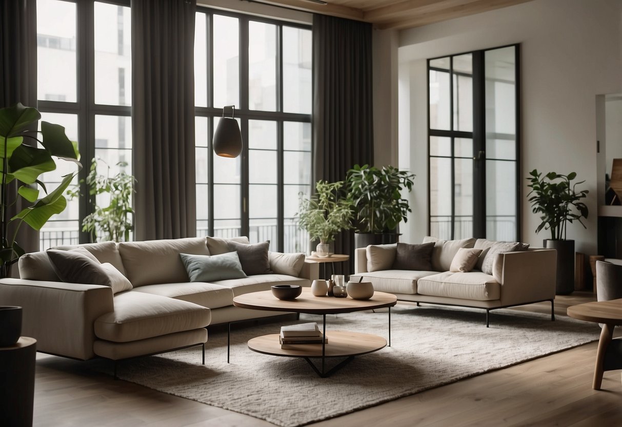 A cozy living room with modern furniture from the Maxime Collection. Clean lines, neutral colors, and comfortable seating create a welcoming space