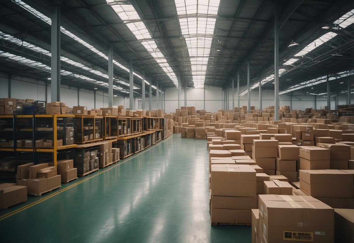 A spacious warehouse filled with rows of neatly stacked furniture in Singapore