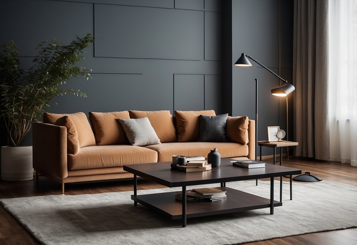 A modern living room with a sleek sofa, a minimalist coffee table, and a contemporary floor lamp from the furniture com sg