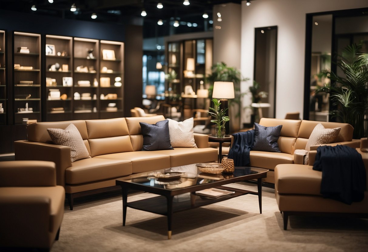 Customers browsing modern and traditional furniture in various showrooms at Singapore's top furniture stores