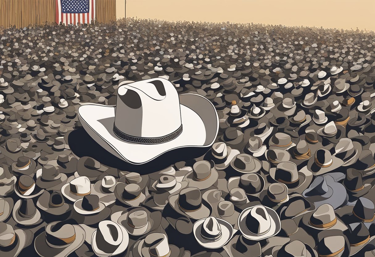 George Strait's hat lays abandoned on the dusty stage, while the crowd watches in hushed concern