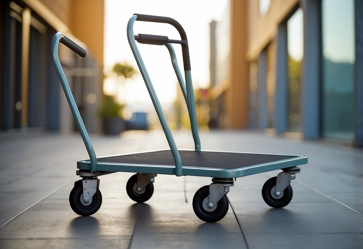 A sturdy furniture dolly with four swivel casters, a non-slip rubber pad, and a heavy-duty frame, ready to transport heavy items with ease