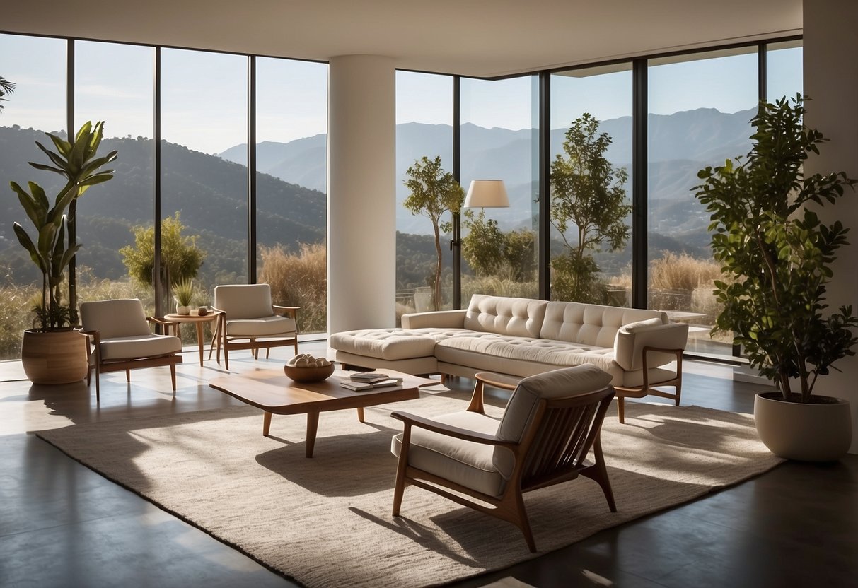 A well-lit room with clean lines and minimalist decor showcases an authentic mid-century modern furniture collection, featuring iconic pieces and sleek designs