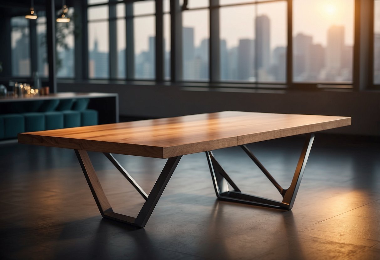 A designer table, crafted with precision, showcases the use of high-quality materials in its construction