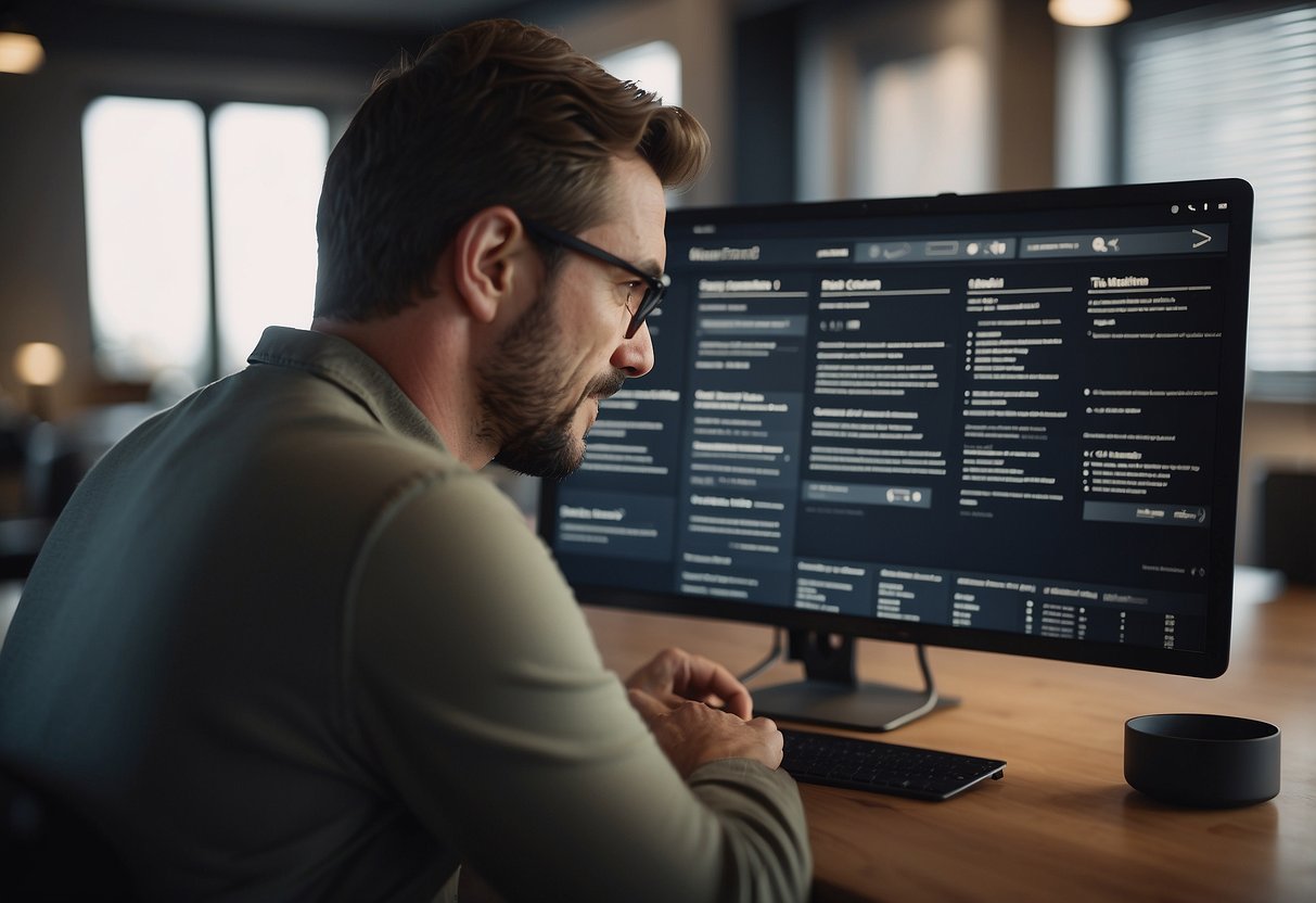 A customer browsing through a list of frequently asked questions about cfc furniture on a computer screen