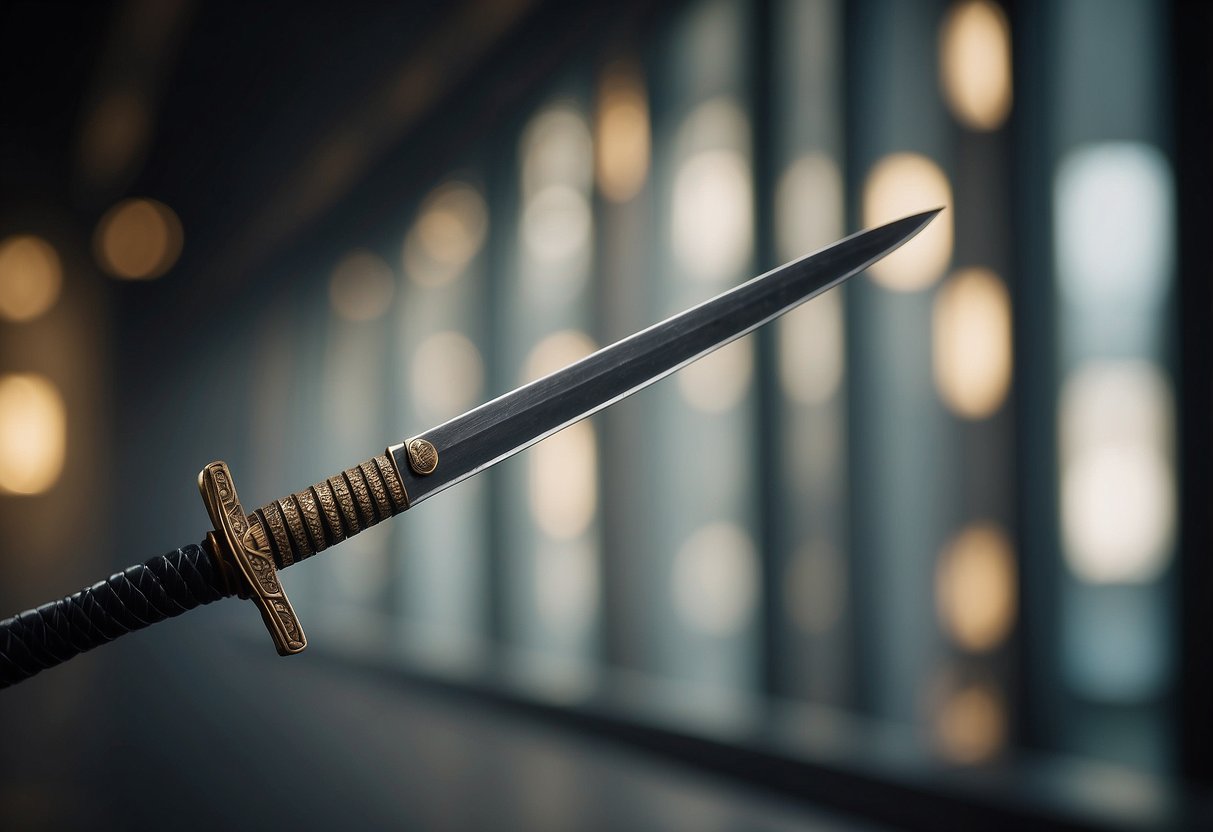 A samurai sword hanging on a wall, symbolizing leadership and HR specialist recruitment