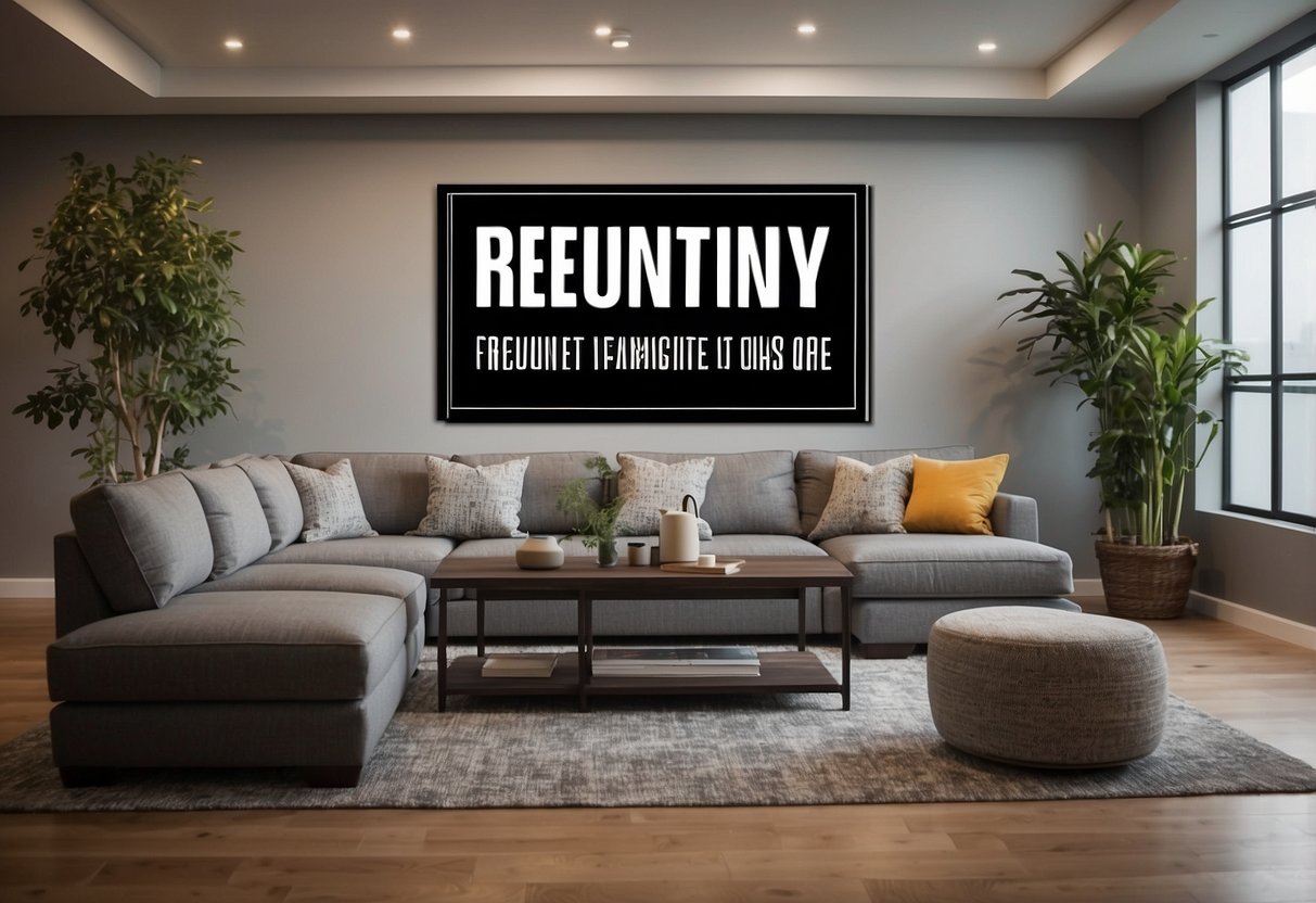 A stack of furniture with a "Frequently Asked Questions" sign on top