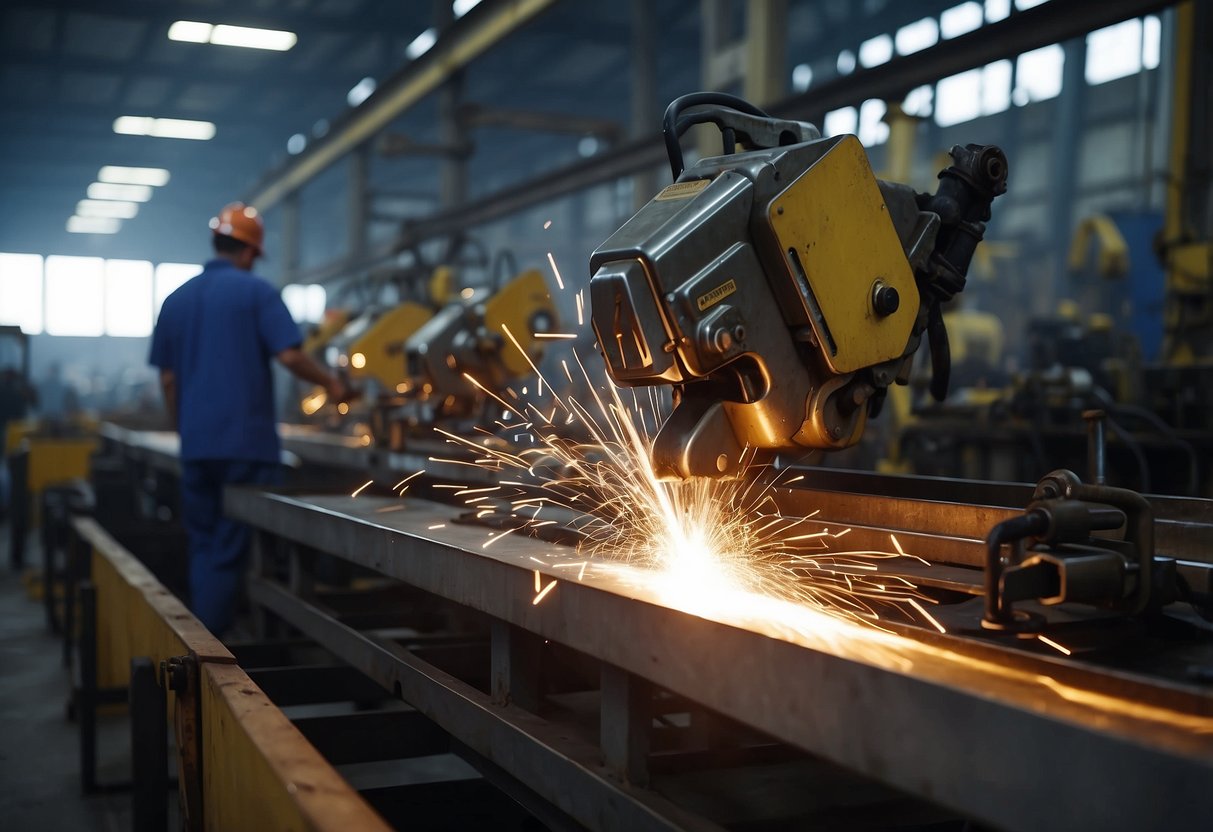 Machinery hums in the bustling eastern iron bed and furniture factory. Sparks fly as workers weld metal frames, while others assemble and polish finished pieces