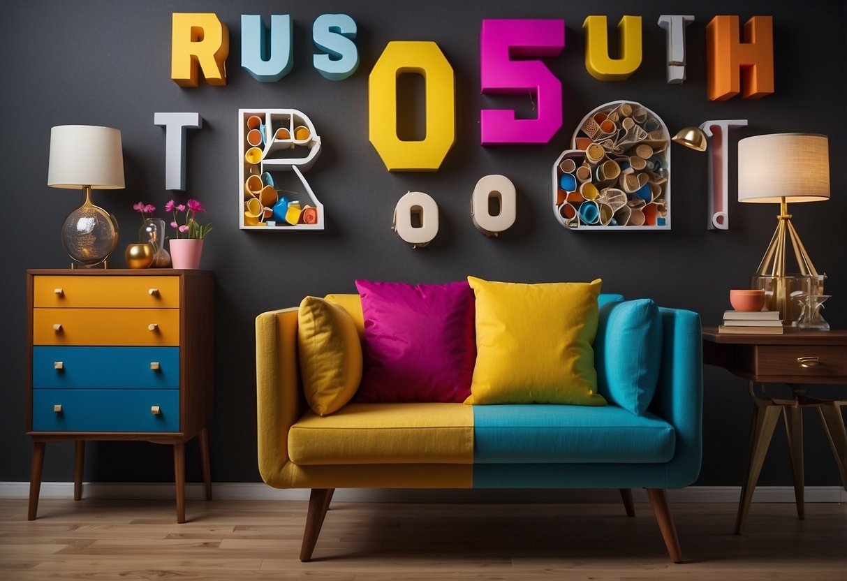 A colorful poster featuring various furniture items with a bold "Frequently Asked Questions" title