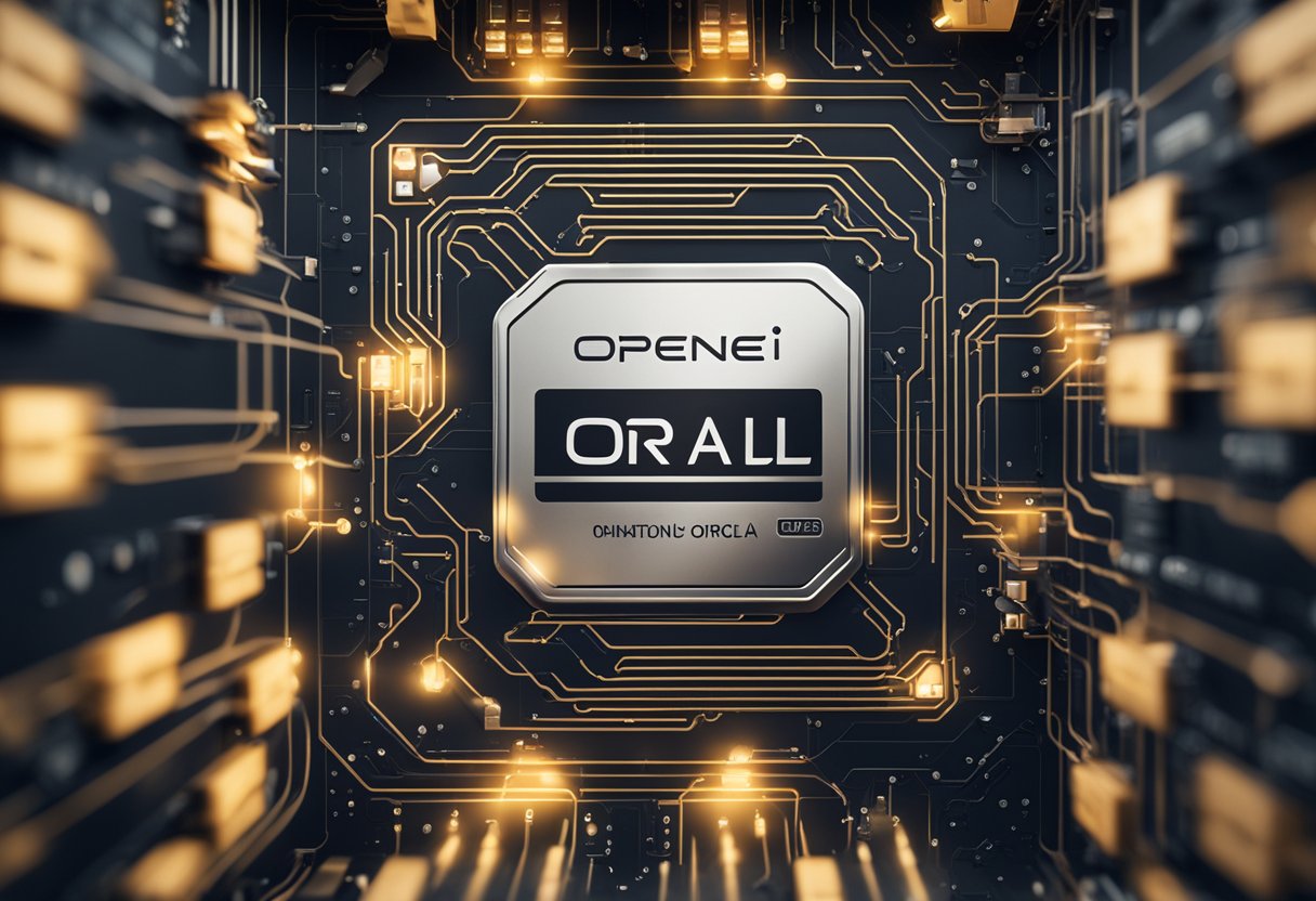 OpenAI chooses Oracle's chips. The scene shows a futuristic computer system with Oracle's logo prominently displayed