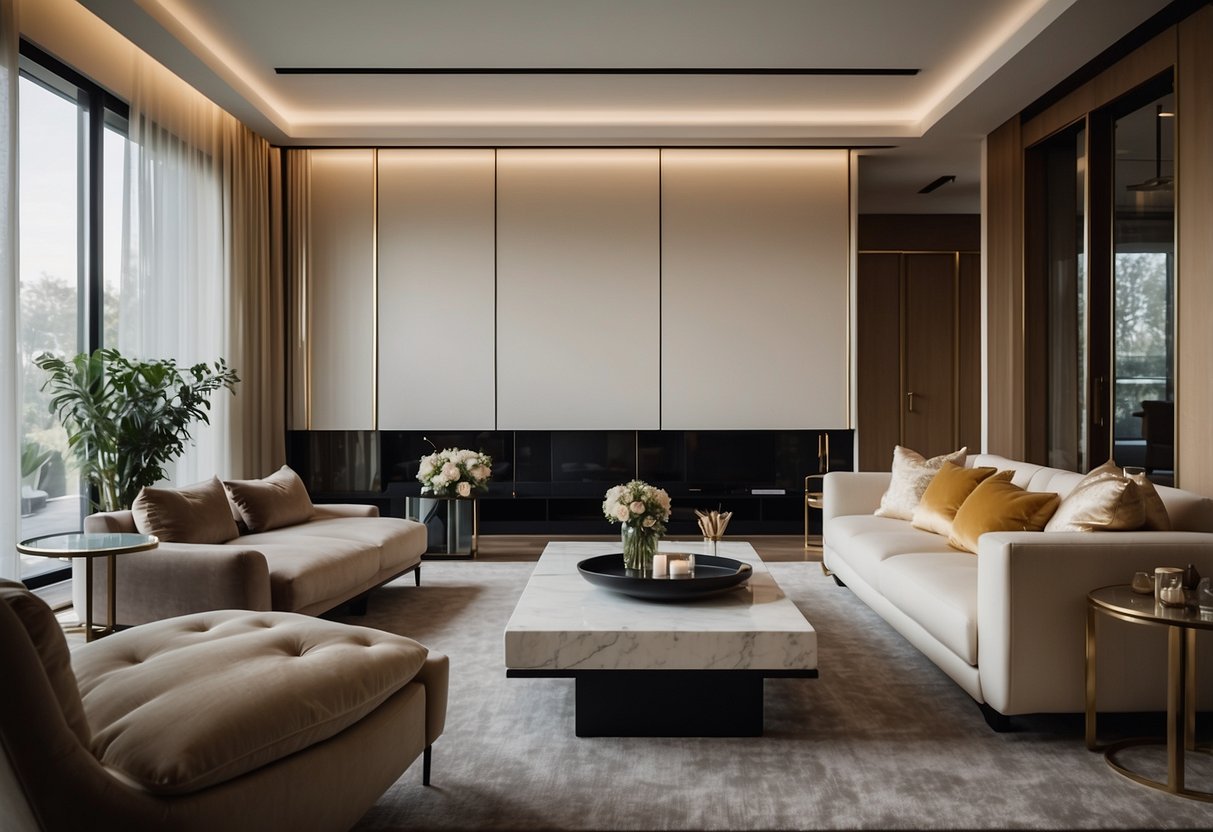 A luxurious living room with modern furniture and elegant decor from glc fine living