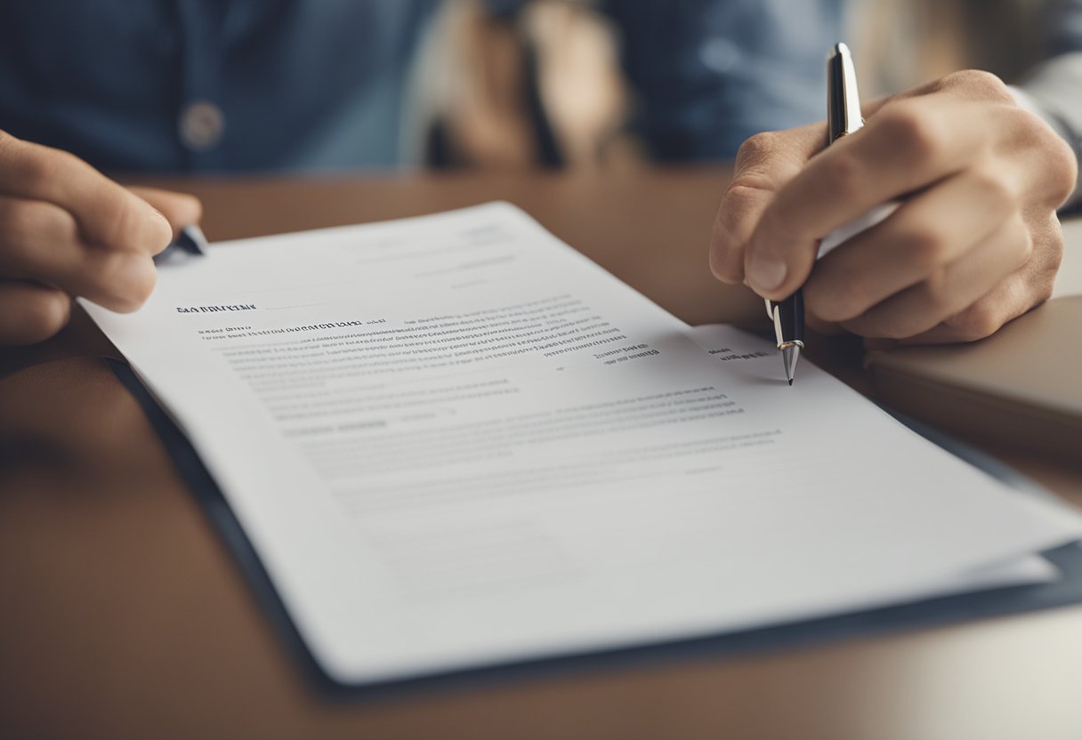 A person signing a part-time work contract with a pen and smiling