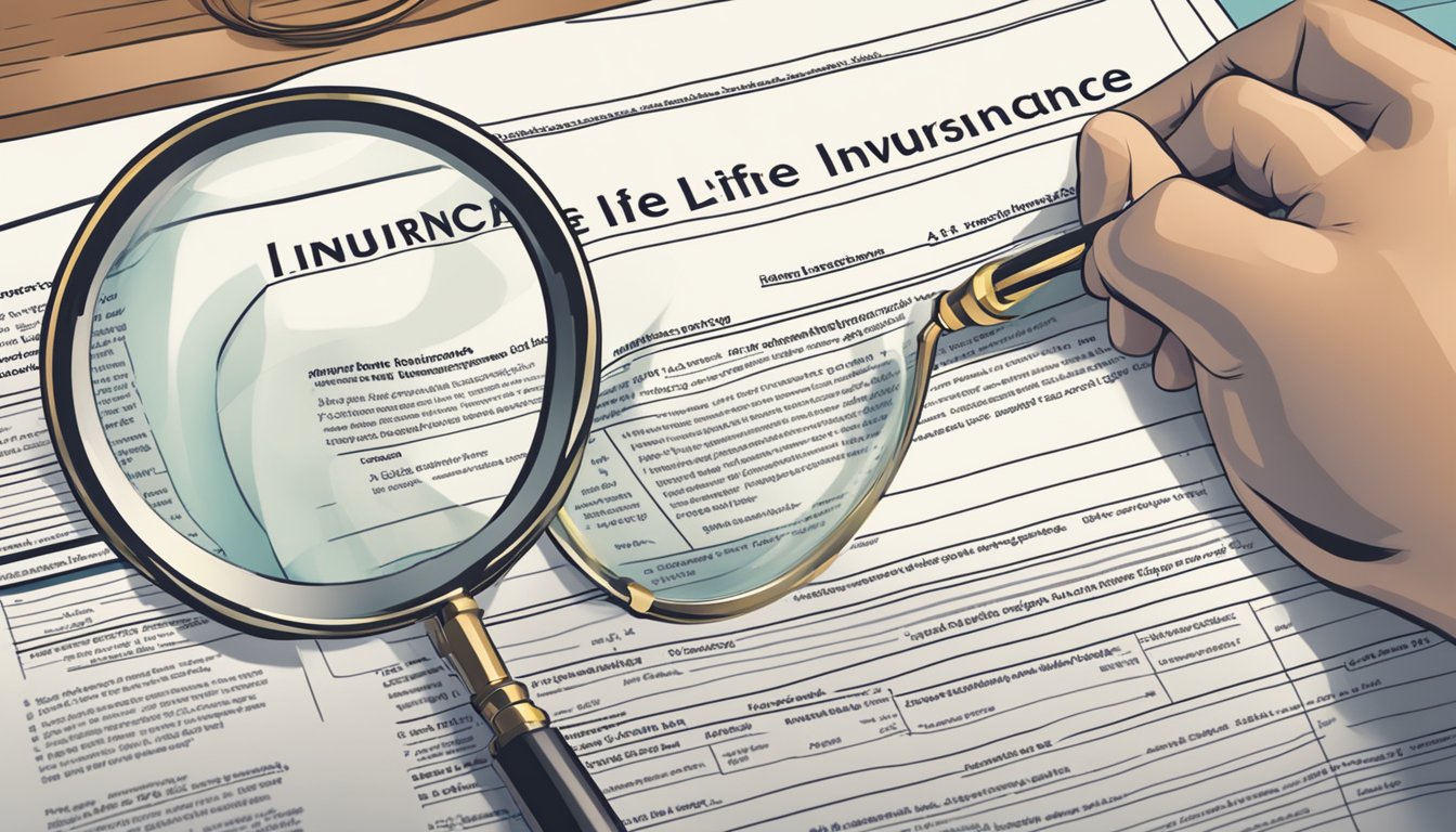 A person reading through a life insurance policy, with a magnifying glass examining the fine print on the contestable claims definition