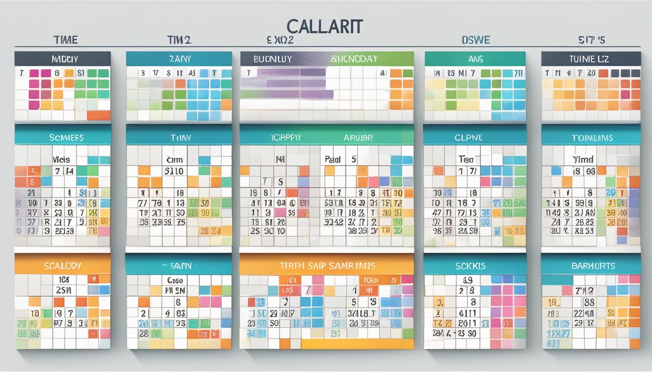 A calendar with labeled time slots and clear instructions