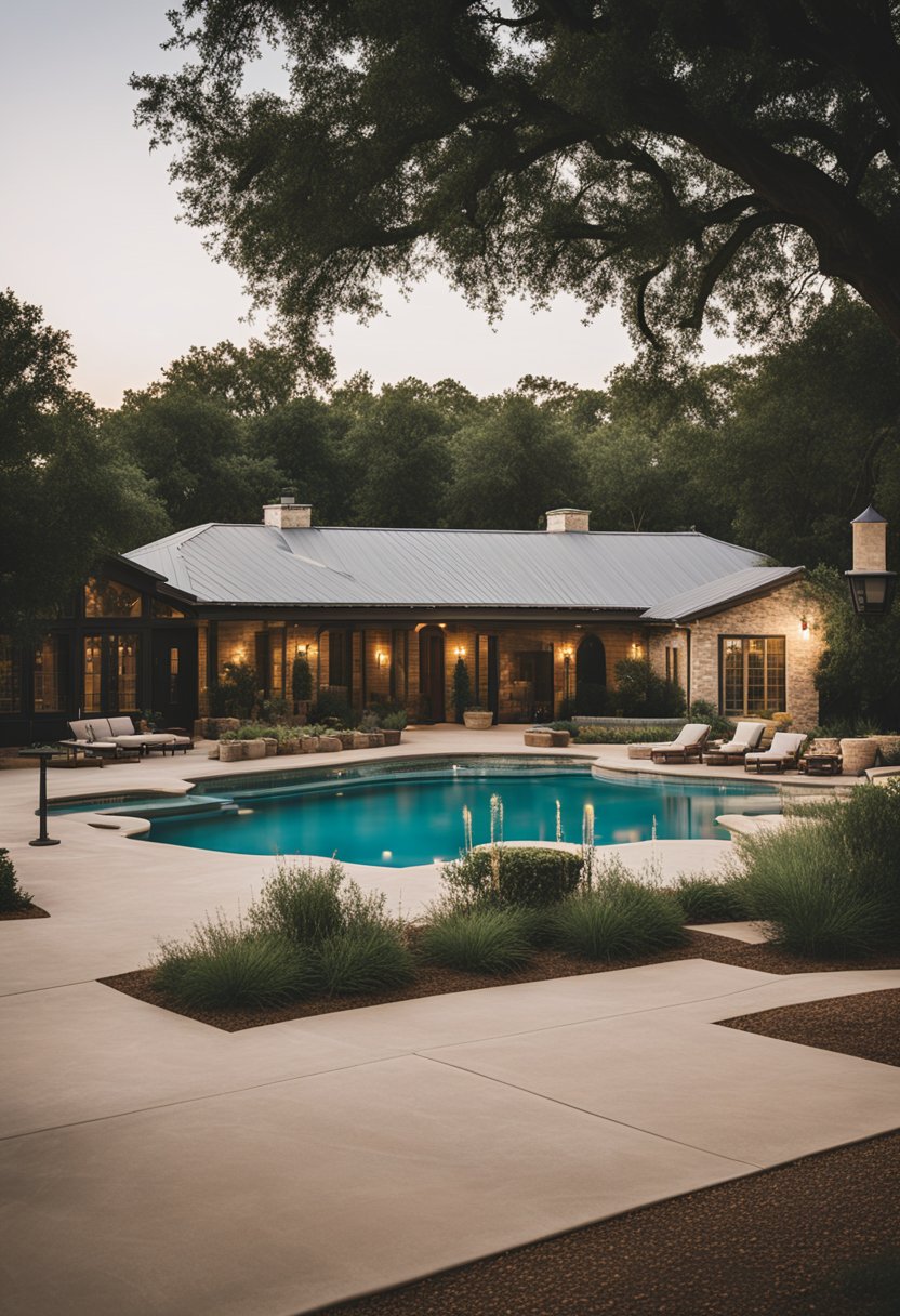 A sprawling estate near Silos Vacation Rentals with a pool in Waco, Texas
