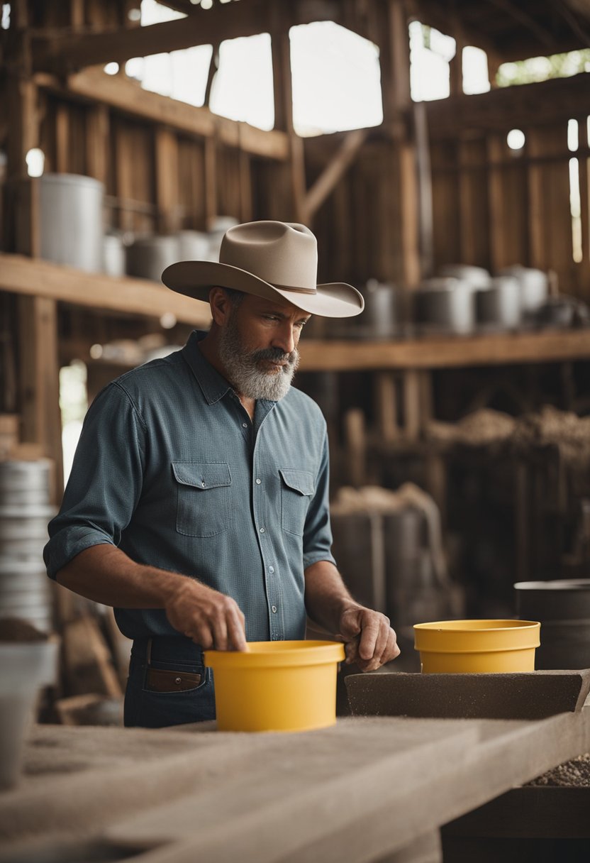 A craftsman molds clay near a silo, cowboy hats hang nearby. Four blocks away, a pool sparkles at vacation rentals in Waco, Texas