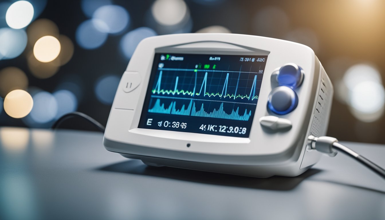 A heart monitor displaying abnormal ECG readings indicating hyperkalemia