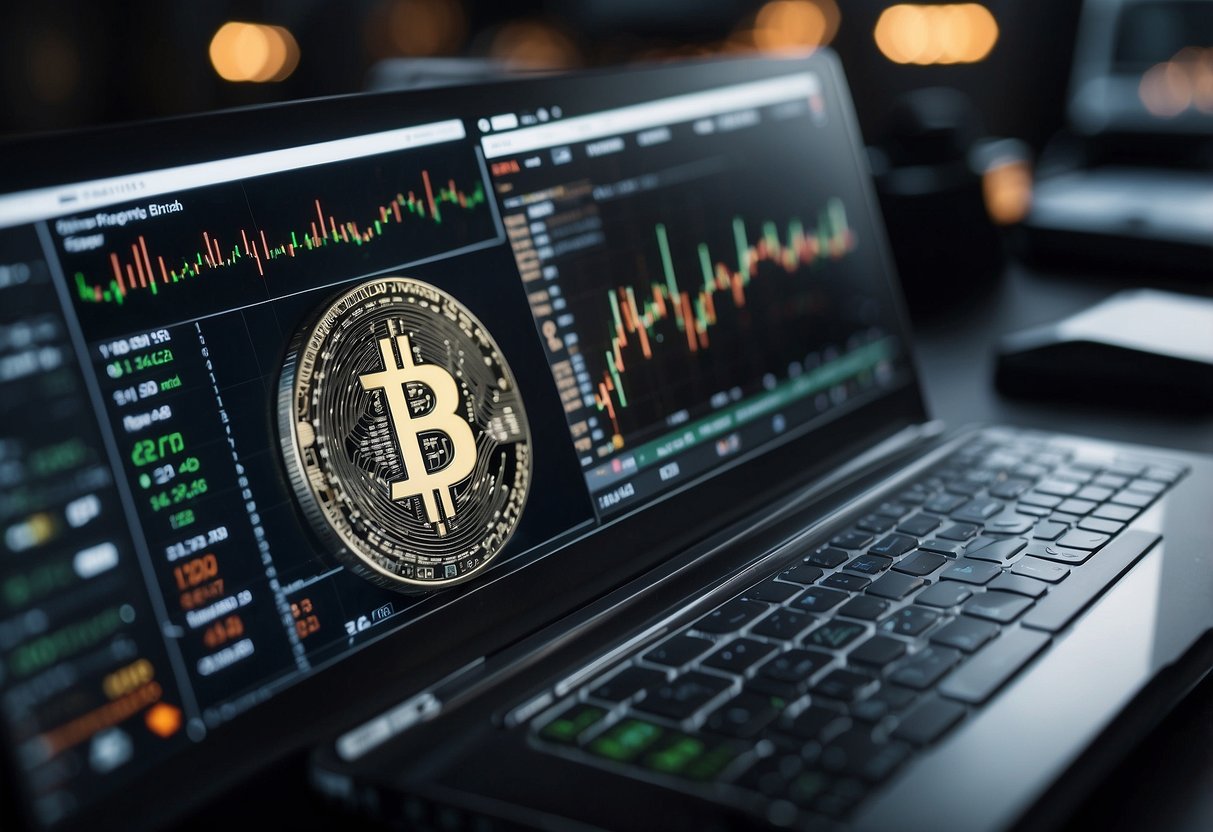 Cryptocurrency charts and stock market graphs merging, symbolizing the impact of cryptocurrencies on financial markets