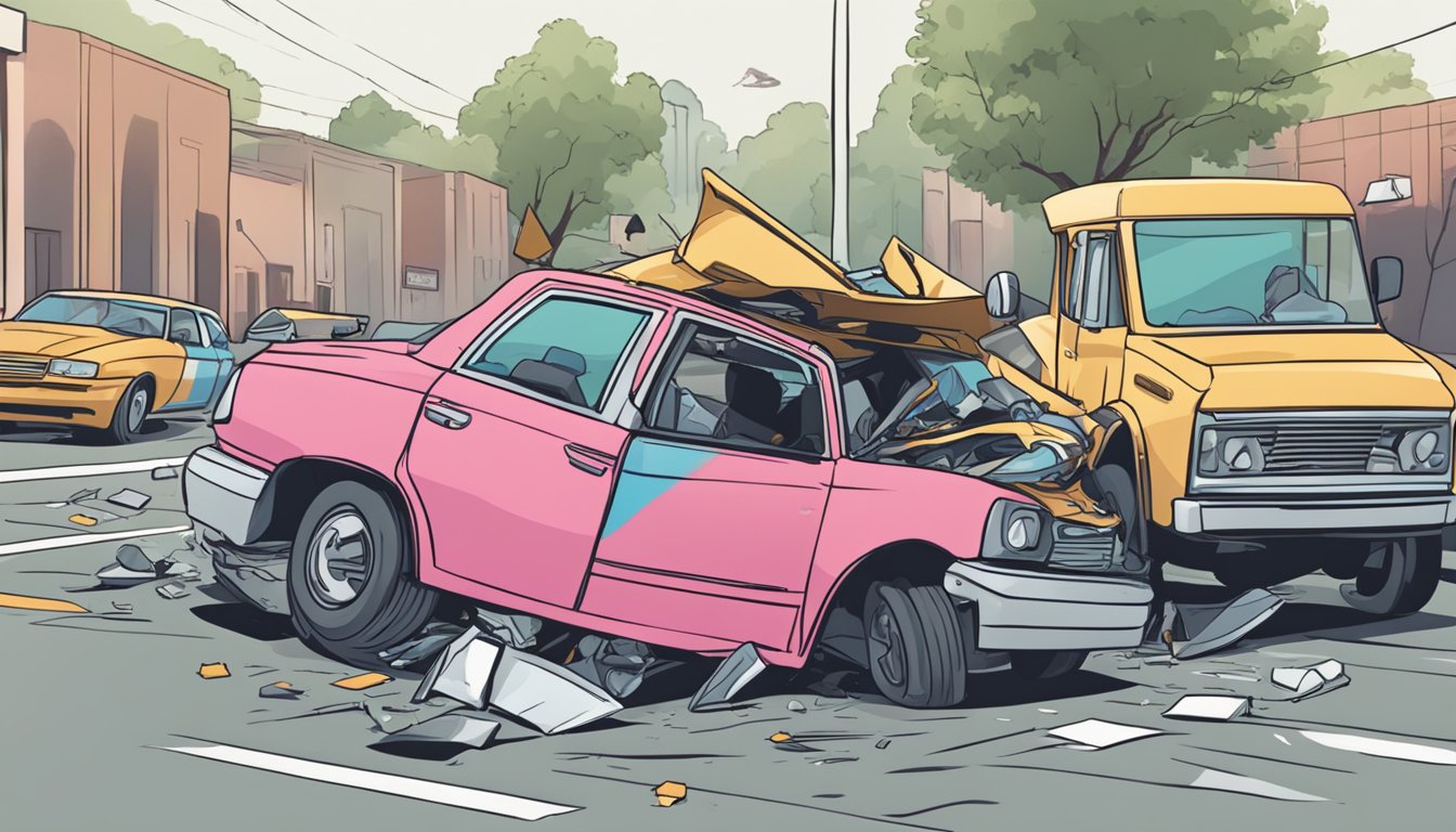 A car crash with one driver realizing they lack proper insurance coverage