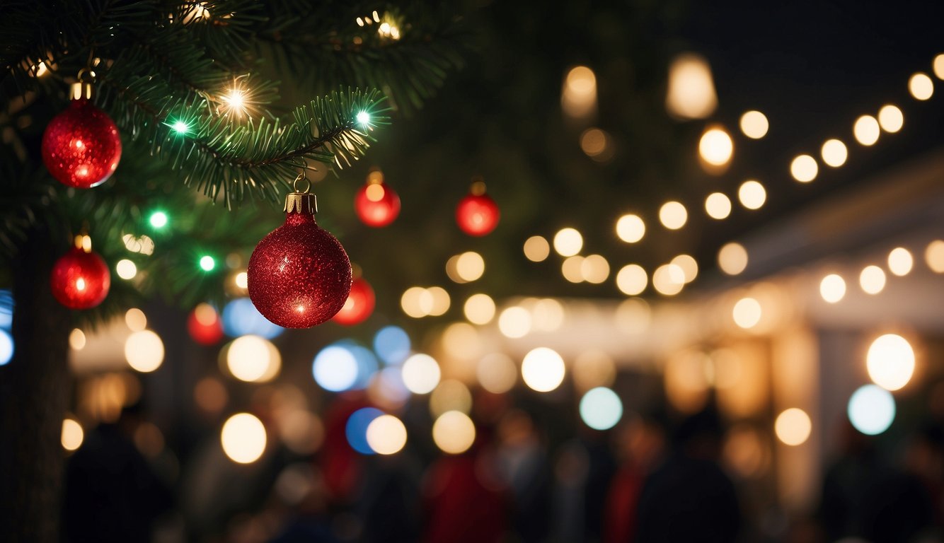 Festive lights adorn the trees, while vendors sell handmade crafts and seasonal treats. The air is filled with the sounds of carolers and the laughter of families enjoying the holiday atmosphere