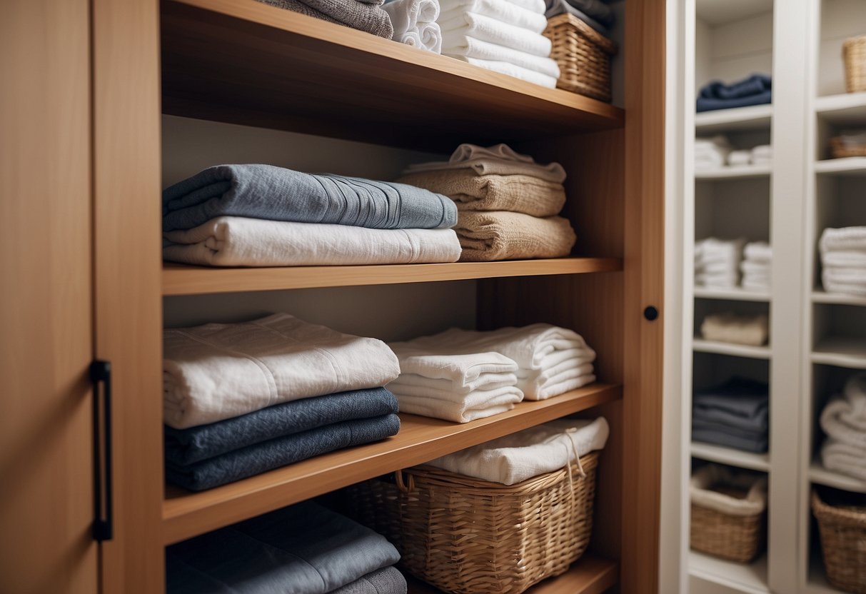 Aesthetic Organization: creating a beautiful linen closet, stylish linen storage ideas, decorating linen spaces, making organization visually appealing, aesthetic storage solutions, enhancing closet design