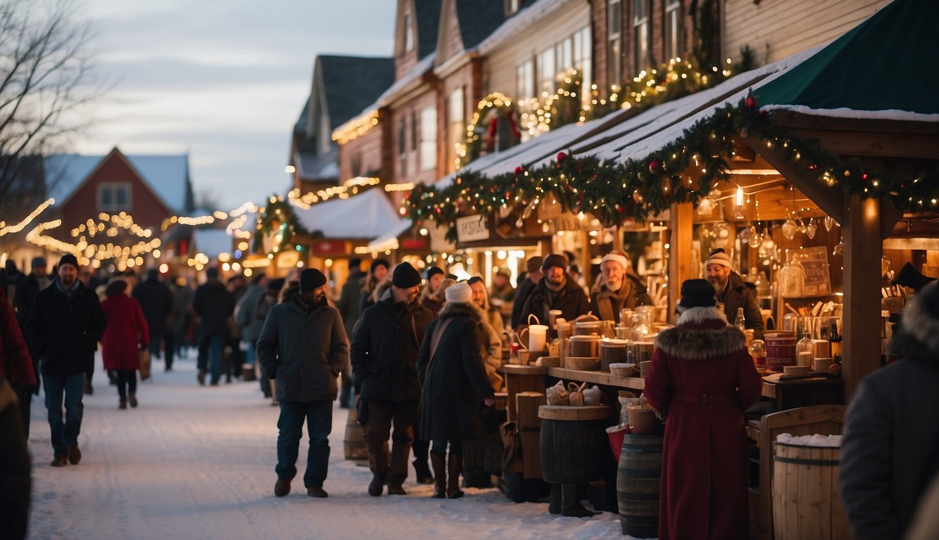 The Dickens Village Festival Christmas Markets in North Dakota are bustling with vendors selling holiday goods, while carolers fill the air with festive music