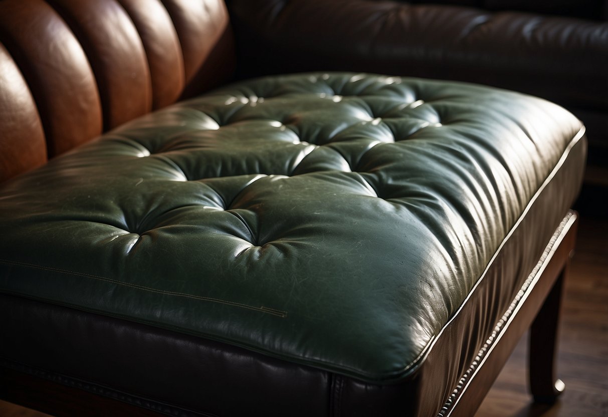 Mildew covers the leather furniture, creating dark patches and a musty smell