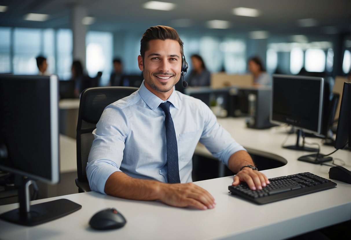 A customer service representative answering questions about Netsuite furniture