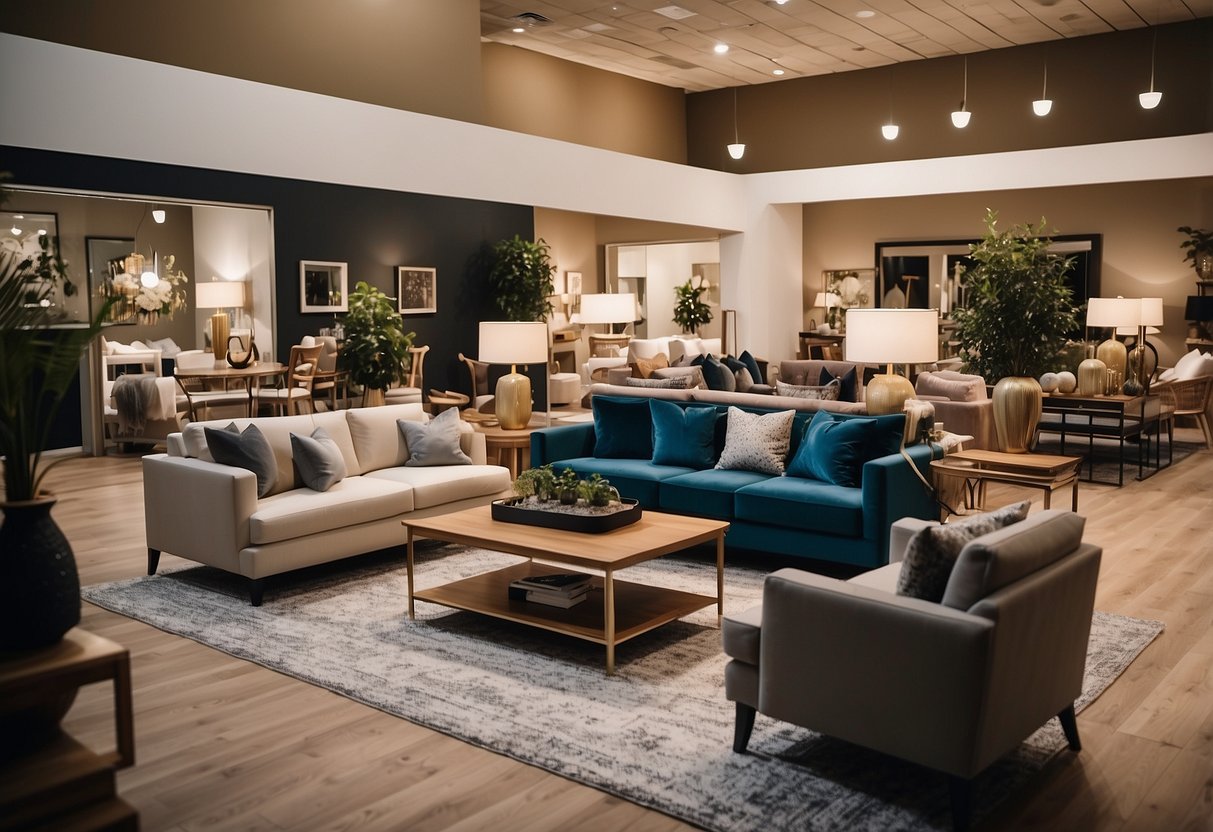 The showroom at Casa Furniture Outlet is filled with modern and elegant furniture pieces arranged in stylish room settings. Bright lighting and clean lines create a welcoming atmosphere