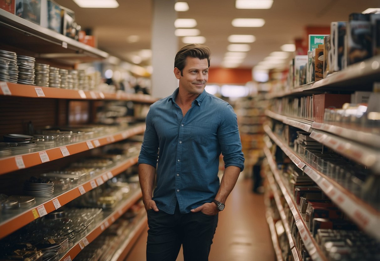 A customer easily browses through reject shop furniture, finding convenience in the shopping experience