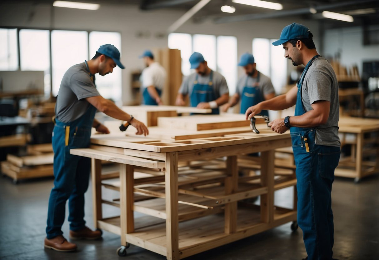 Vendors customizing furniture for customers, providing exceptional service