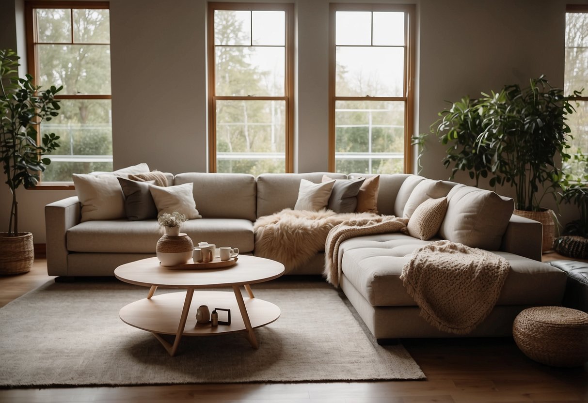 A cozy living room with a modern Furny sofa, surrounded by elegant Furny coffee tables and stylish Furny armchairs. The space is bathed in warm, natural light, creating a welcoming and inviting atmosphere