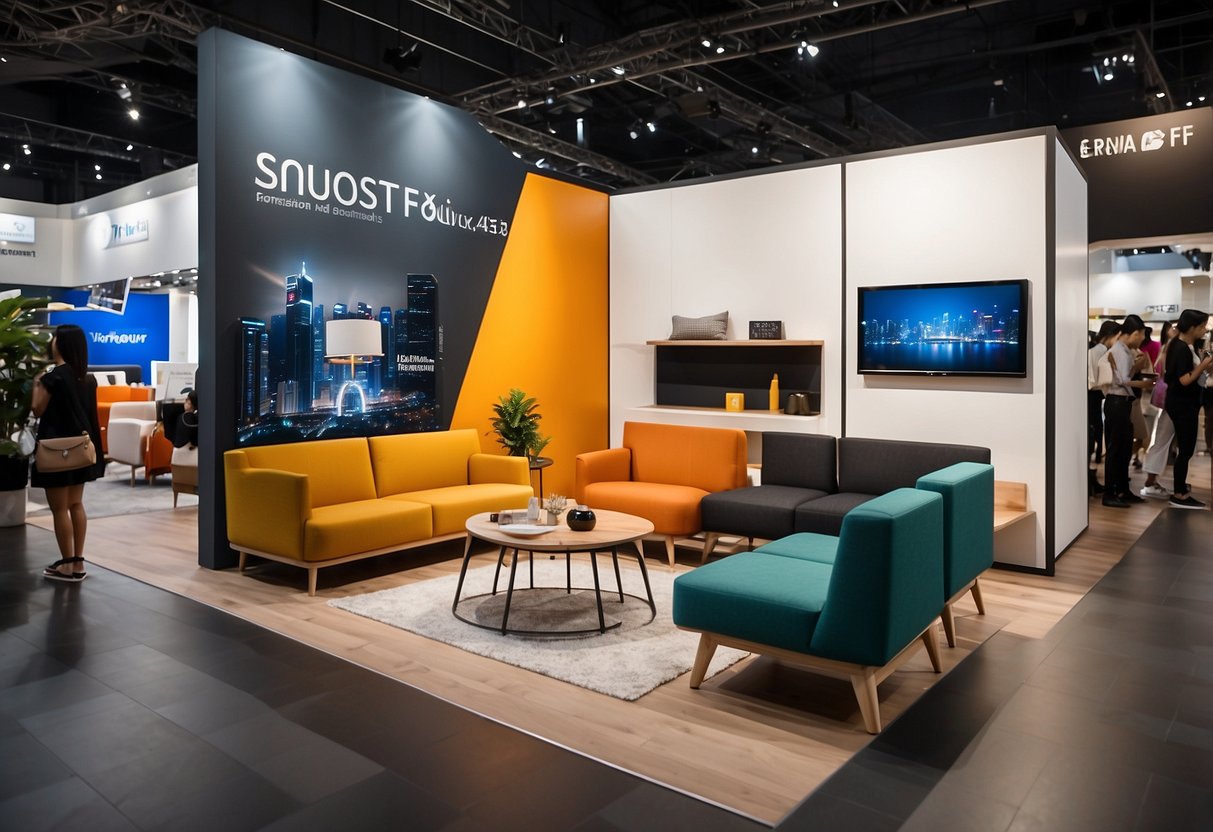 Vibrant booths showcase modern furniture designs at Singapore Furniture Fair 2017. Innovative concepts and sleek finishes catch the eye