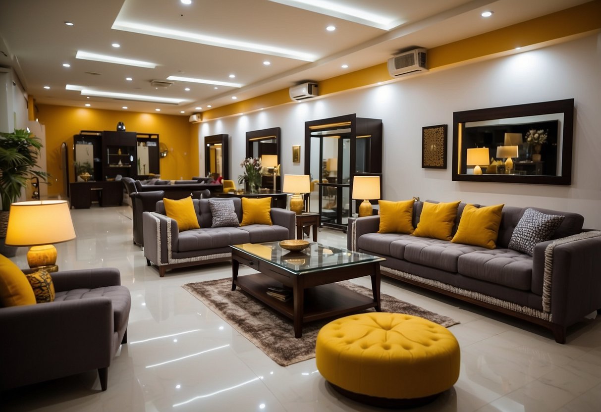 Anu Furniture Chanda Nagar: A spacious showroom with modern furniture displays, bright lighting, and a welcoming atmosphere