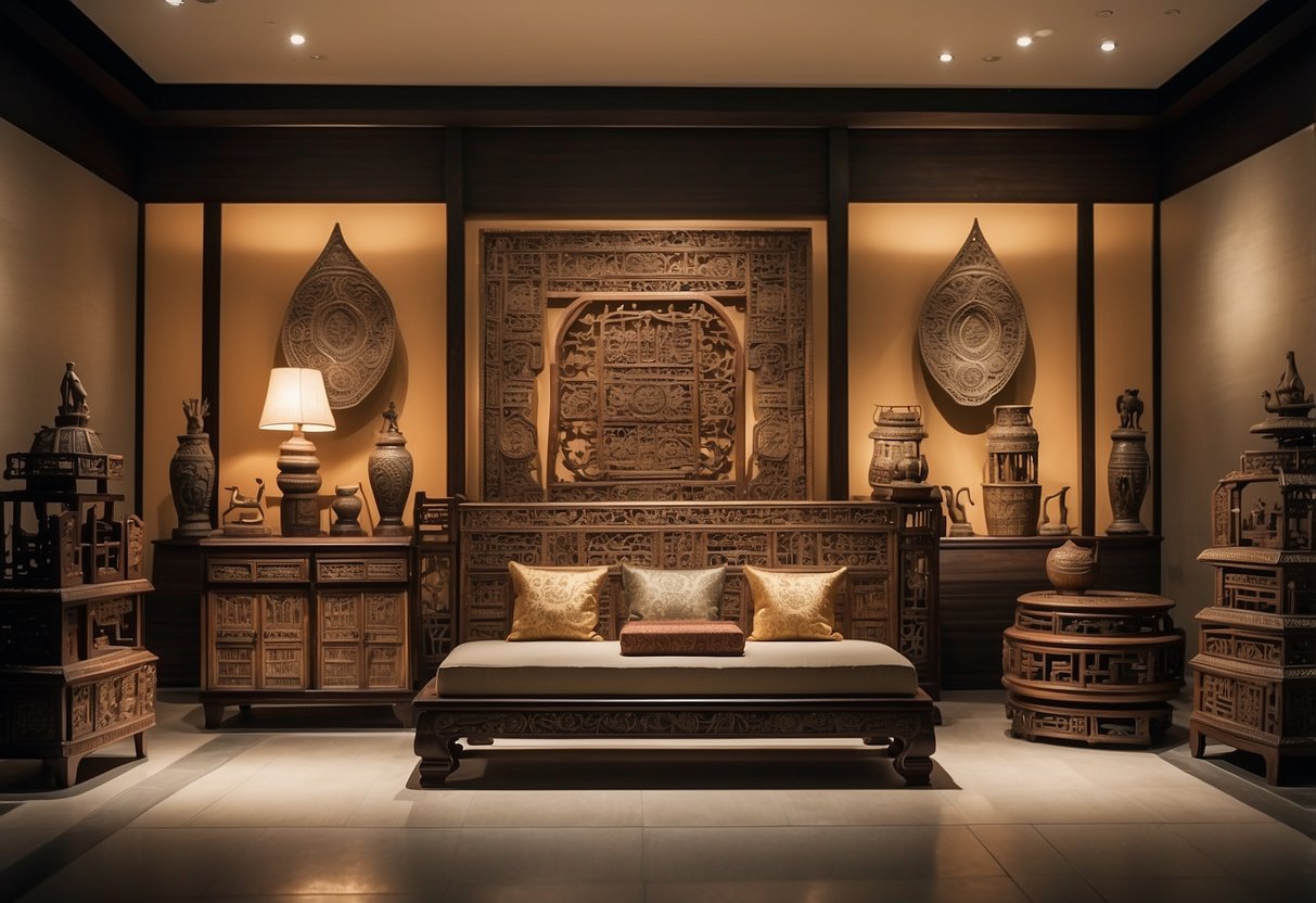 A timeline of Asian furniture styles from ancient to modern, showcasing traditional materials and craftsmanship