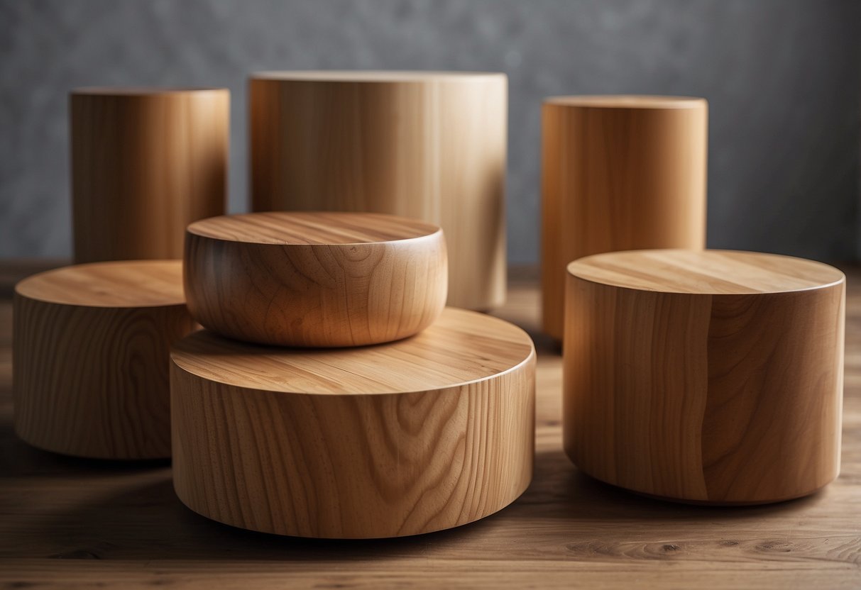 Wooden furniture risers elevate bed and tables. Sturdy, natural grain, and various heights. Perfect for adding storage space or adjusting furniture height