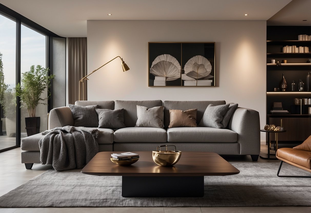 A modern living room with Cellini furniture, featuring a sleek sofa, elegant coffee table, and stylish entertainment unit