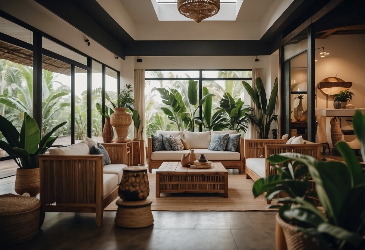 A person carefully selects and purchases Bali furniture from a showroom. They then arrange and care for the furniture in their home, adding a touch of tropical elegance to their living space