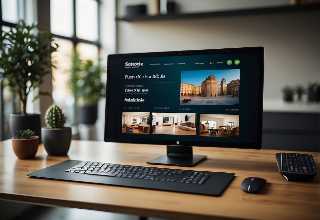 A computer screen displaying a variety of affordable furniture options on a website, with prices and descriptions visible
