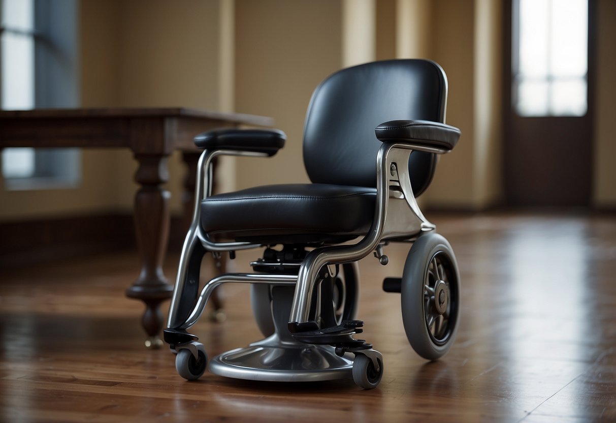 A chair rolls effortlessly on smooth, swiveling caster wheels. The wheels are attached to the legs, allowing the chair to move easily across the floor