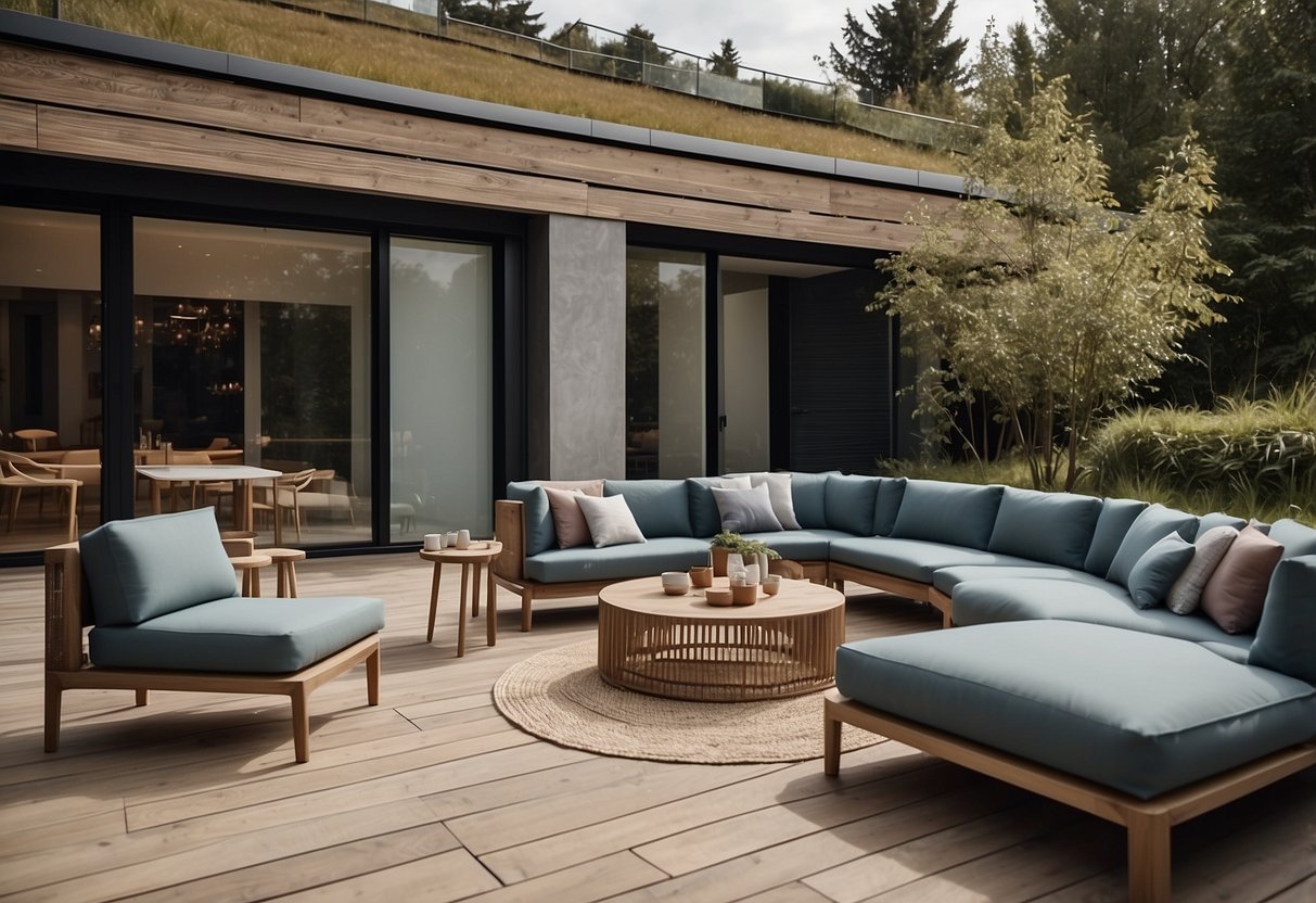 A modern outdoor setting with Kettal furniture arranged in a stylish and inviting manner, showcasing the brand's design philosophy and diverse collections