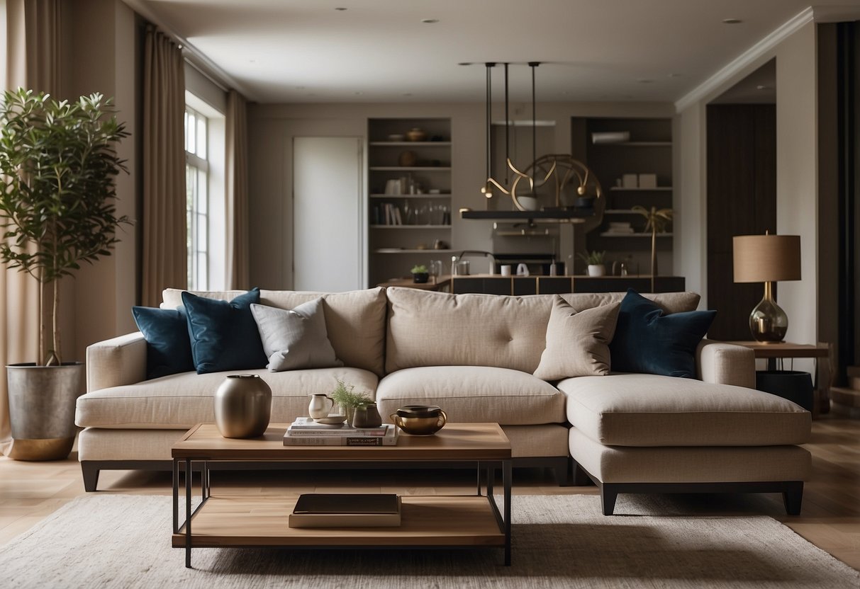A cozy living room with a plush sofa, elegant coffee table, and sleek entertainment center, all adorned with stylish Lexington furniture