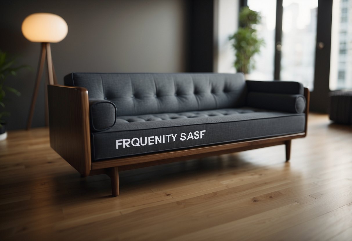A sashimono furniture piece with "Frequently Asked Questions" text displayed prominently on its surface