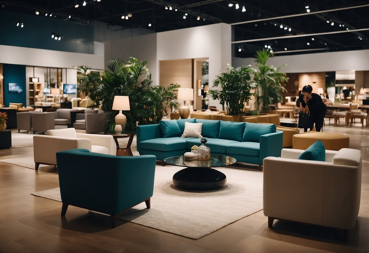 Customers browsing modern furniture displays in Marina Square stores