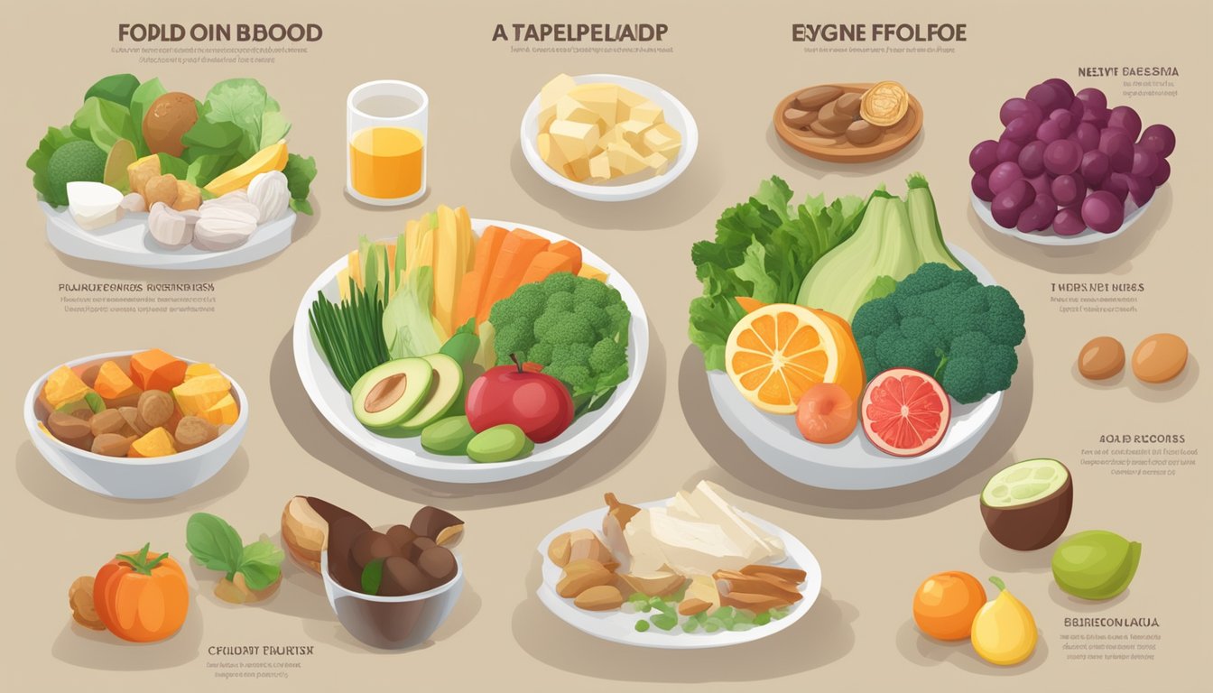 A table with a variety of foods categorized as beneficial, neutral, or avoid for AB blood type diet