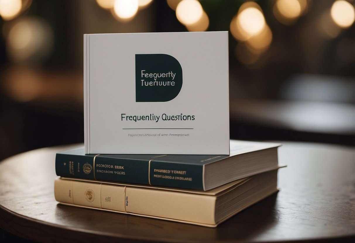 A stack of pamphlets with "Frequently Asked Questions" on a Tagore Furniture logo background