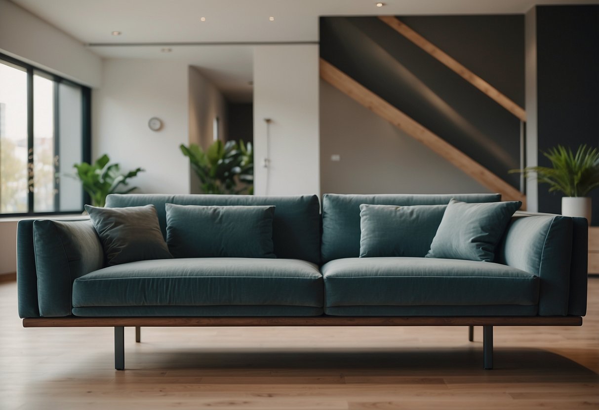 A sleek, modern SB Furniture sofa sits in a spacious, well-lit living room