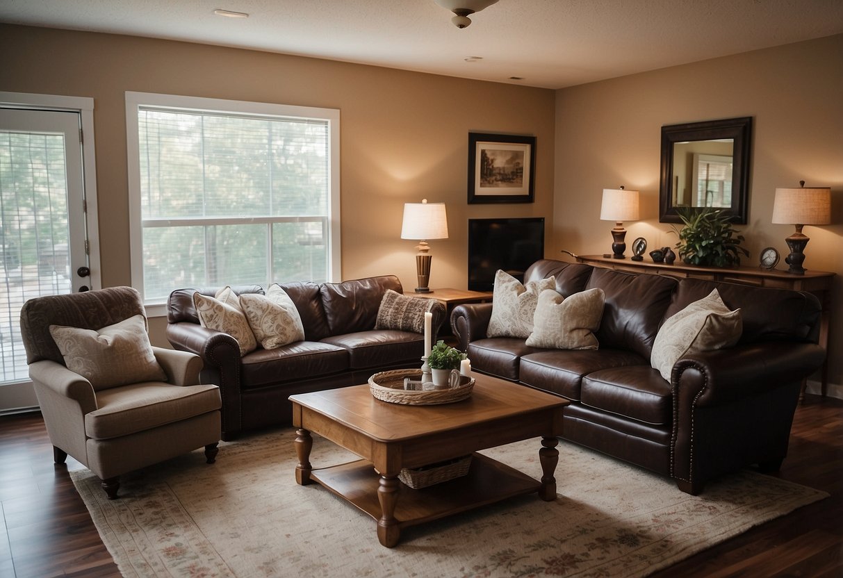 A cozy living room with donated furniture, bringing comfort and stability to a Habitat for Humanity family