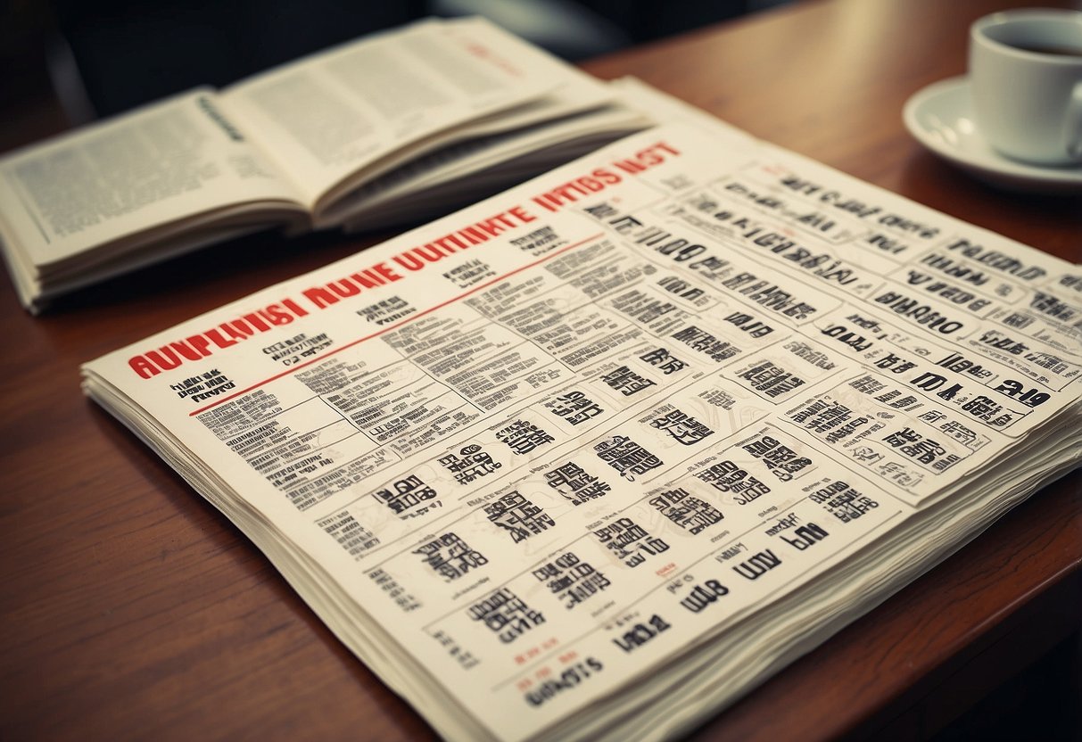A table with a stack of price lists on top, showing "Nippon Furniture Price List" in bold letters